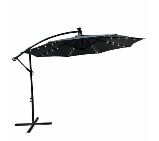 Parasol De Jardin Milin Avec Éclairage LED Gris Foncé, Poids 12,7 Kg Dimensions L300 X L300 X H245cm