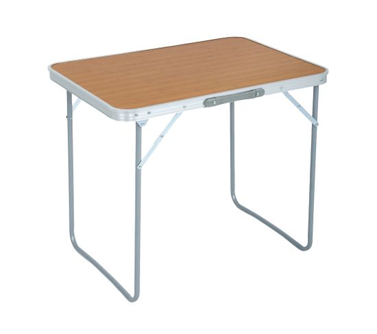 La Table De Camping Pliante En Aluminium Imitation Bois, Dimensions : L70 X H60 X P50 Cm