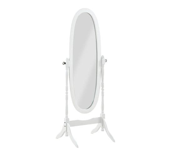 Miroir Psyché Charme Sur Pied Bois Blanc - Dim : L 59 X P 49.5 X H 150 Cm