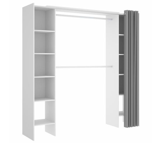 Armoire Placard Extensible Coloris blanc - longueur 110-180 X Hauteur 205 X Profondeur 50 Cm