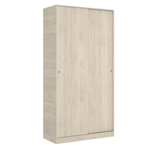 Armoire À Portes Coulissantes Coloris Naturel - Longueur 100 X Profondeur 50 X Hauteur 204 Cm