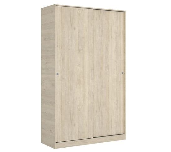 Armoire À Portes Coulissantes Coloris Naturel - Longueur 120 X Profondeur 50 X Hauteur 204 Cm