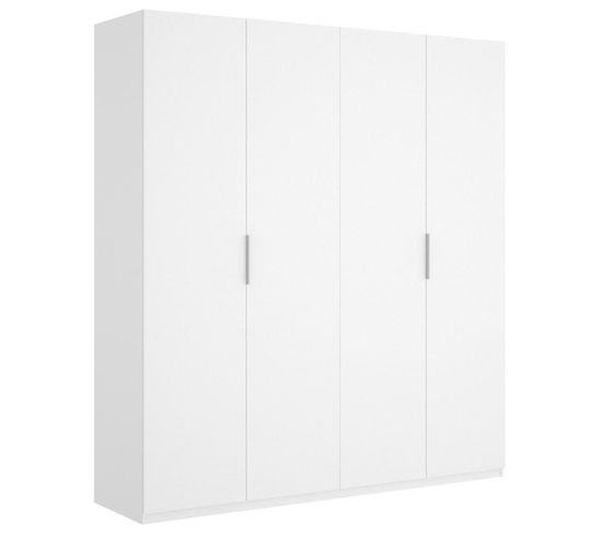 Armoire Placard Meuble De Rangement Coloris Blanc Brillant - L. 180 X P. 52 X H. 204 Cm