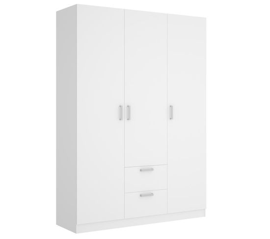 Armoire Placard Meuble De Rangement coloris blanc - longueur 150 X Profondeur 52 X Hauteur 215 Cm