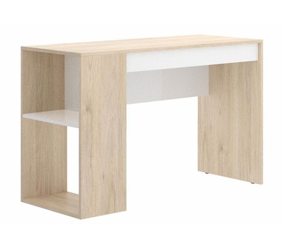 Bureau 1 Tiroir coloris Naturel/blanc - longueur 115 X Profondeur 40 X Hauteur 74 Cm