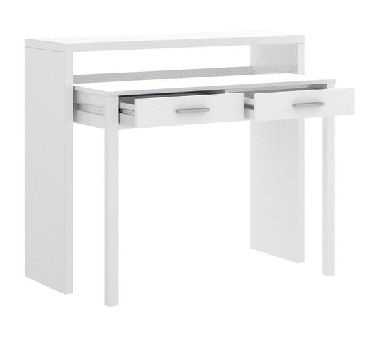 Console Extensible bureau coloris blanc Brillant - longueur 99 X Profondeur 36 X Hauteur 88 Cm