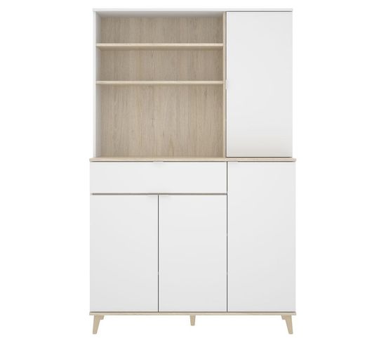 Meuble De Rangement Coloris Blanc/naturel - Longueur 119 X Profondeur 40 X Hauteur 188 Cm