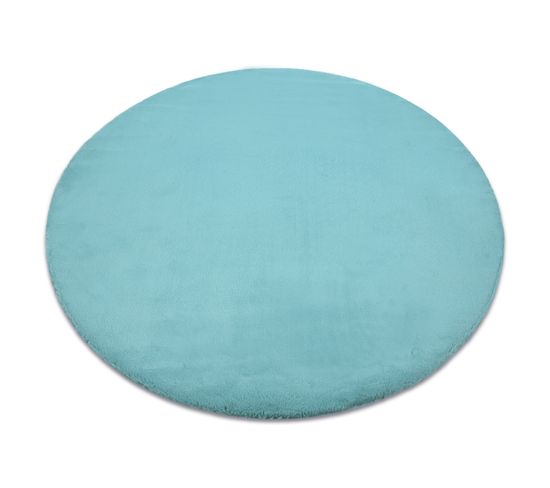 Tapis Bunny Cercle Aqua Bleu Imitation De Fourrure De Lapin Cercle 80 Cm