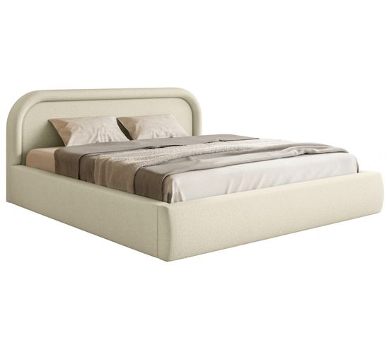 Lit Coffre Avec Tête De Lit 140x200 Ruvi Beige