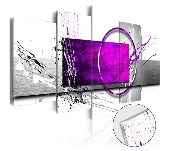 Tableau Sur Verre Acrylique "purple Expression" 50 X 100 Cm