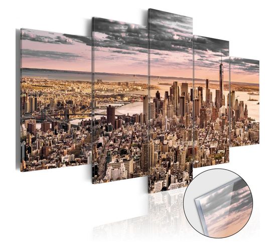 Tableau Sur Verre Acrylique "new York City : Morning Sky" 50 X 100 Cm