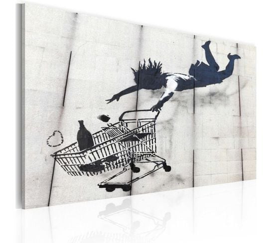 Tableau "femme Tombe Avec Un Chariot De Supermarché - Banksy" 40x60cm