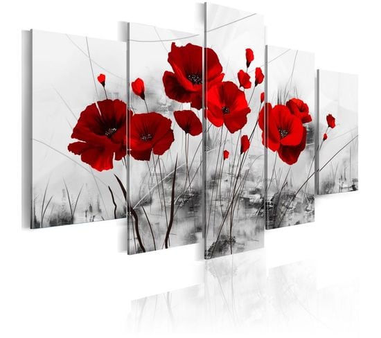 Tableau Imprimé "coquelicots Rouge Miracle" 50 X 100 Cm