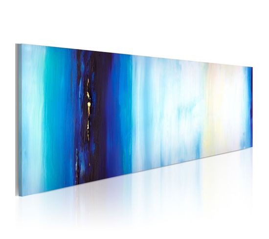 Tableau Peint à La Main "liquide Bleu" 40x100cm
