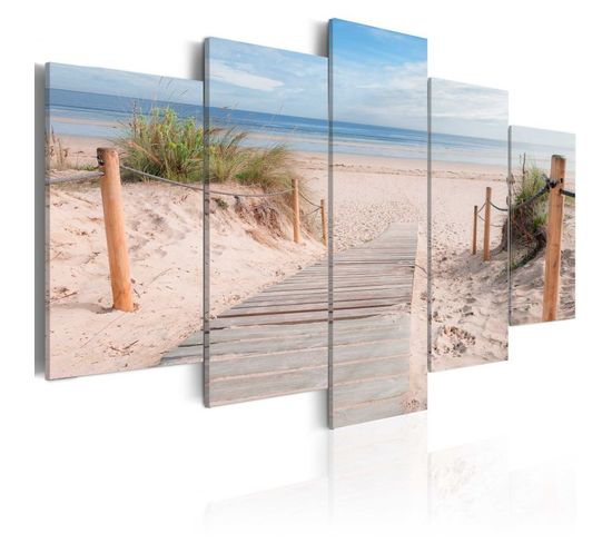 Tableau Imprimé "matinée Sur La Plage" 50 X 100 Cm