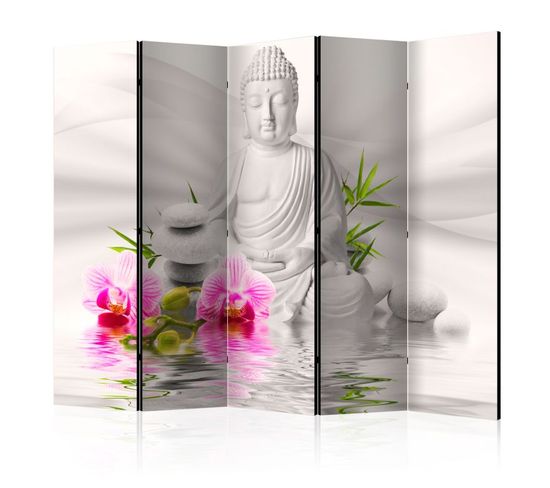 Paravent 5 Volets "buddha et Orchids" 172x225cm