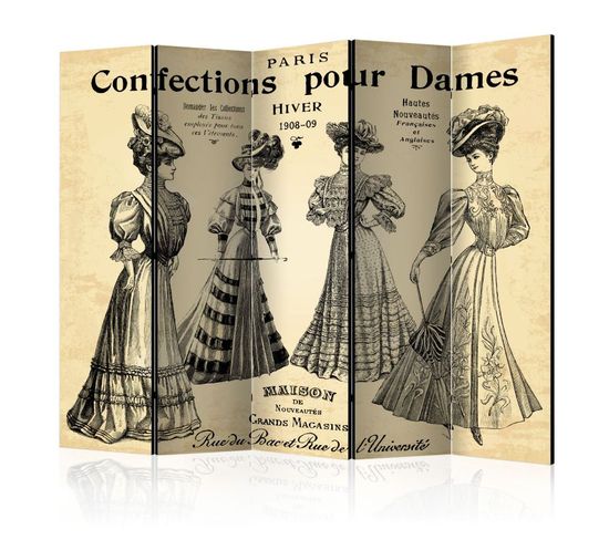 Paravent 5 Volets "confections Pour Dames" 172x225cm