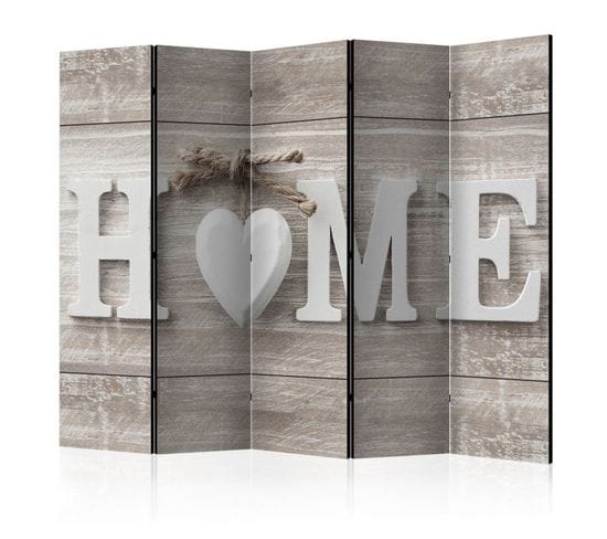 Paravent 5 Volets "home Et Heart" 172x225cm