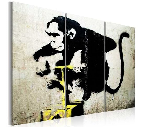 Tableau Imprimé "monkey Tnt Detonator - Banksy" 60 X 90 Cm