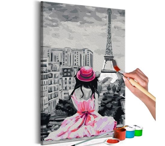 Tableau à Peindre Soi-même "paris Vue Sur La Tour Eiffel" 40x60cm