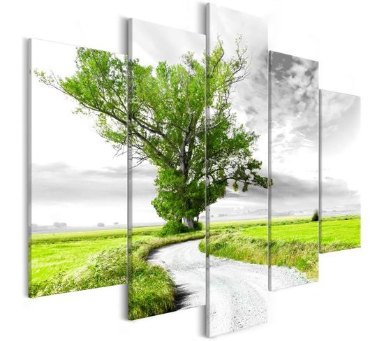 Tableau Imprimé "lone Tree 5 Panneaux Green" 100x225cm
