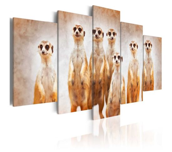 Tableau Imprimé "family Of Meerkats" 100 X 200 Cm