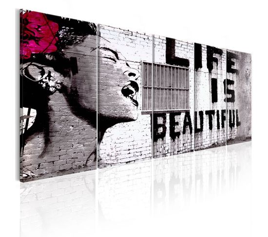 Tableau Imprimé "banksy - Life Is Beautiful" 80 X 200 Cm