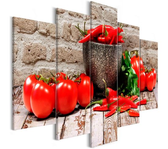 Tableau 5 Panneaux "red Vegetables Brick Wide" 50 X 100 Cm