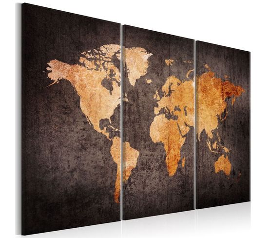 Tableau Imprimé "chestnut World Map" 80 X 120 Cm