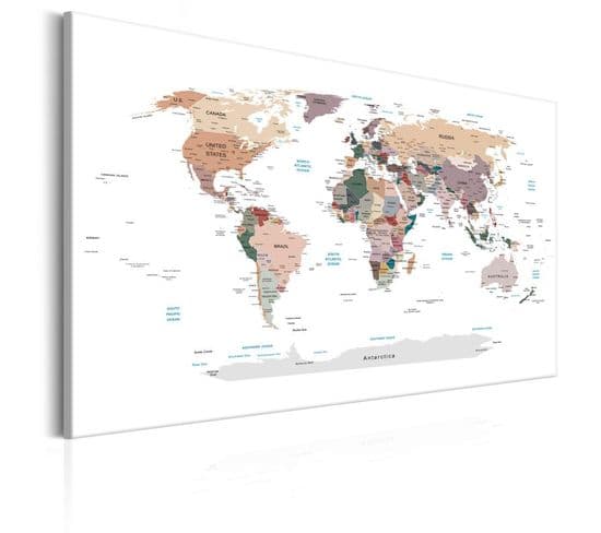 Tableau Imprimé "world Map : Where Today?" 80 X 120 Cm