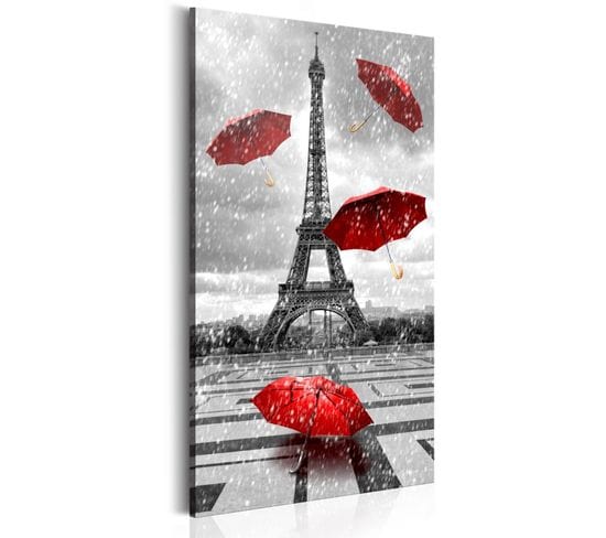 Tableau Imprimé "paris : Red Umbrellas" 60x120cm