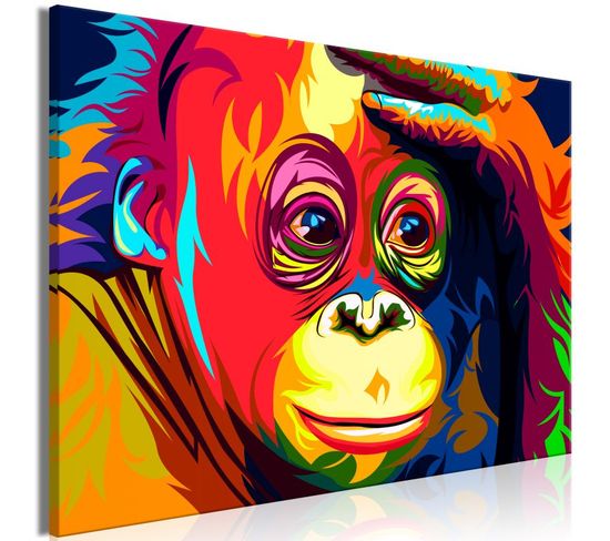 Tableau Imprimé "colourful Orangutan Wide" 80 X 120 Cm