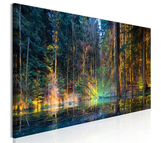 Tableau Imprimé "pond In The Forest Narrow" 40 X 120 Cm