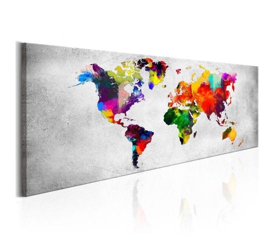 Tableau Imprimé "world Map : Coloured Revolution" 40 X 120 Cm