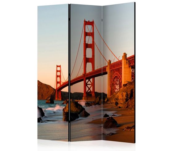 Paravent 3 Volets "golden Gate Bridge Sunset San Francisco" 135x172cm