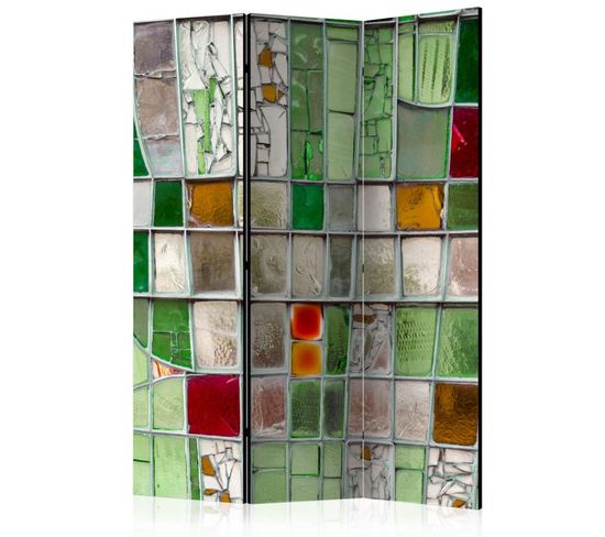 Paravent 3 Volets "emerald Stained Glass" 135x172cm