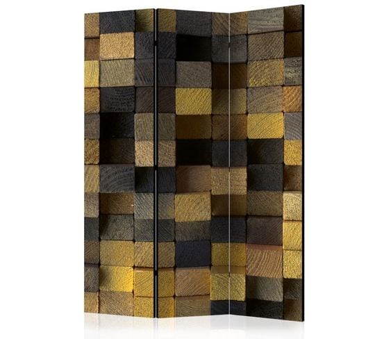 Paravent 3 Volets "wooden Cubes" 135x172cm