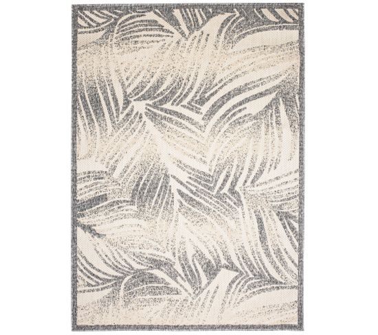 Tapis Extérieur Intérieur Beige Gris 3d Palmier 80 X 150 Cm Viera