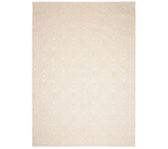 Tapis Extérieur Intérieur Beige Crème 3d Ikat Boucle 80 X 150 Cm Viera