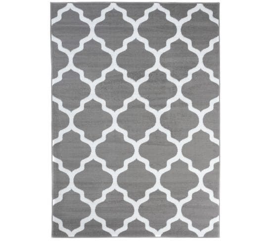 Tapis De Salon Gris Blanc Treillis 160 X 220 Cm Luxury