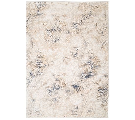 Tapis Salon Chambre Brillant Crème Beige Bleu Moderne Vintage Abstrait Effet 3d Oeko-tex 160x230 cm