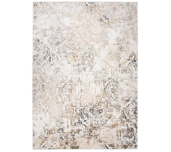 Tapis Salon Chambre Brillant Crème Beige Gris Vintage Ornamental Effet 3d Oeko-tex 80x150 cm