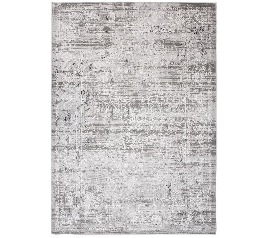 Tapis Salon Chambre Brillant Gris Crème Foncé Vintage Ornamental Effet 3d Oeko-tex 160x230 cm