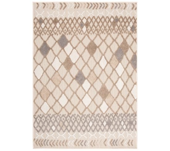 Tapis Extérieur Intérieur Gris Marron Ethno 160x220 cm