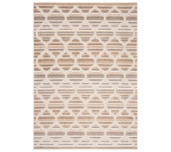 Tapis Extérieur Intérieur Beige Gris Marron Trèfle 120x170 cm