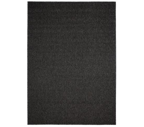 Tapis Salon Bouclé Noir Uni Moderne Moucheté 80x150 cm Nizza