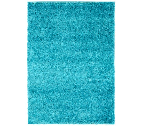 Tapis Salon Turquoise Unicolore Poil Long Shaggy Moelleux 300 X 400 Cm