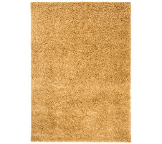 Tapis Salon Jaune Moutarde Uni Moelleux Poil Long Shaggy 240 X 330 Cm