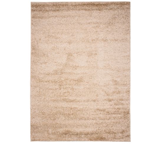 Tapis Séjour Beige Unicolore Moelleux Epais 120x170