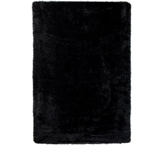 Tapis Salon Chambre Antidérapant Bébé Noir Uni Shaggy Super Doux 200x300 cm